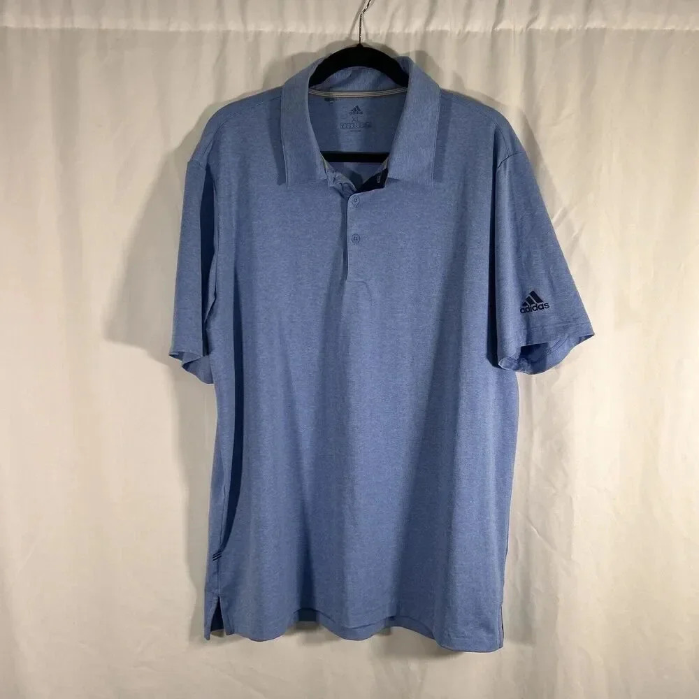 Adidas Golf Polo Men's XL Blue Short Sleeve Collared 1/4 Button Shirt
